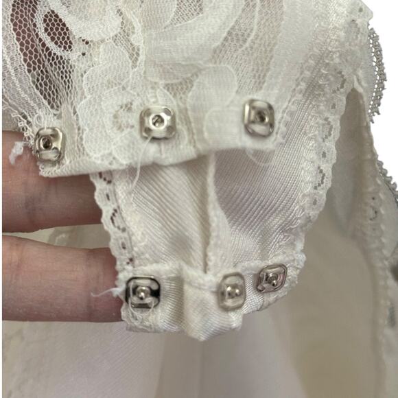Vintage Interludes by CIRA White Lace Satin Teddy Bodysuit Lingerie Medium - Picture 8 of 16